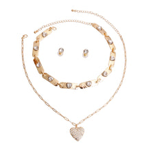 Load image into Gallery viewer, 2 Pcs Gold Link Heart Choker Necklaces
