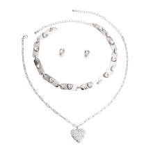Load image into Gallery viewer, 2 Pcs Silver Link Heart Choker Necklaces
