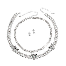 Load image into Gallery viewer, Silver Iced Cuban Leopard Chain Set
