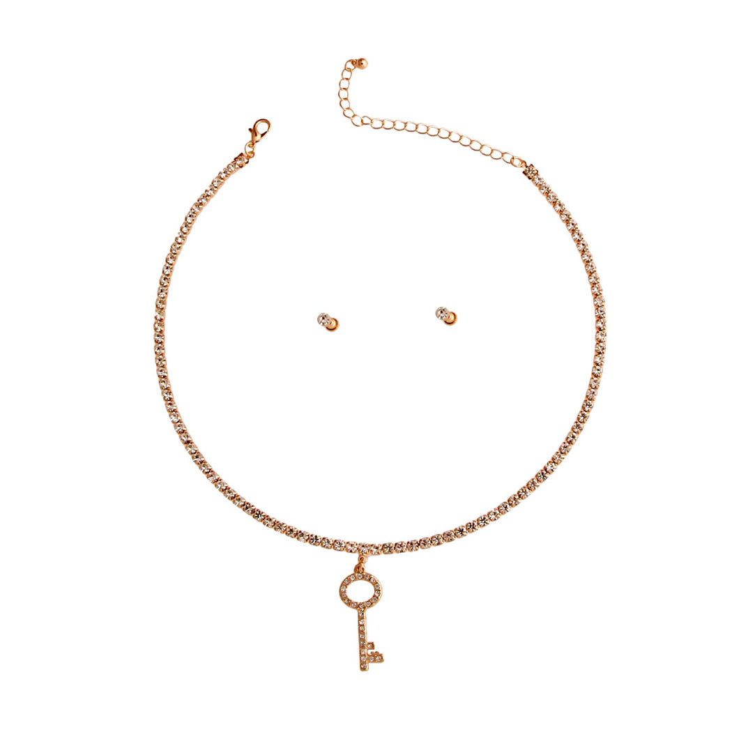 Gold Stone Key Necklace