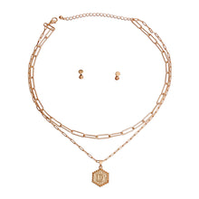 Load image into Gallery viewer, D Hexagon Initial Charm Necklace
