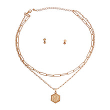 Load image into Gallery viewer, M Hexagon Initial Charm Necklace
