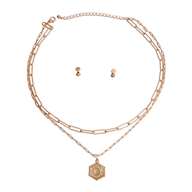 OHexagon Initial Charm Necklace