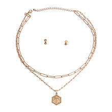 Load image into Gallery viewer, T Hexagon Initial Charm Necklace
