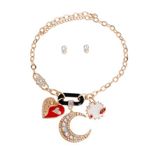 Load image into Gallery viewer, White Moon and Heart Charm Chain
