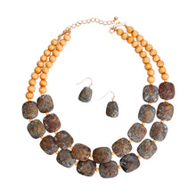 Load image into Gallery viewer, Brown Wooden Bead Patina Necklace
