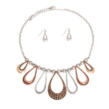 Load image into Gallery viewer, Mixed Metal Burnished Teardrop Necklace
