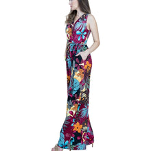 Load image into Gallery viewer, S/M Burgundy Tropical Jumpsuit
