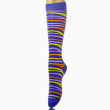 Load image into Gallery viewer, Purple Tiger Stripe Kneww High Socks
