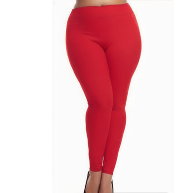 Red Plus Size Fleece Leggings- Waist 29