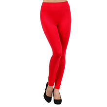 Cargar imagen en el visor de la galería, Red Fleece Lined Leggings-Waist 25&quot;-32&quot;.
