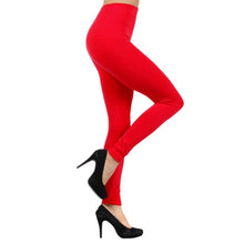 Cargar imagen en el visor de la galería, Red Fleece Lined Leggings-Waist 25&quot;-32&quot;.
