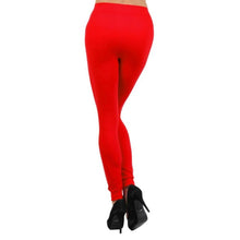 Cargar imagen en el visor de la galería, Red Fleece Lined Leggings-Waist 25&quot;-32&quot;.
