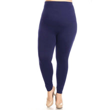 Cargar imagen en el visor de la galería, Navy Plus Size High Waist Leggings- 33-39 inch
