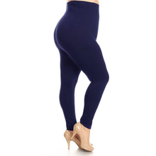 Cargar imagen en el visor de la galería, Navy Plus Size High Waist Leggings- 33-39 inch
