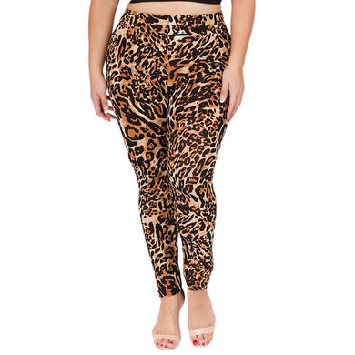 Plus Size Leopard Leggings-Waist 33-39