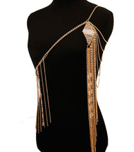 Load image into Gallery viewer, Gold Clear and White Bead One Shoulder Body Chain
