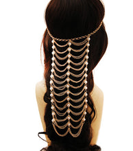 Cargar imagen en el visor de la galería, Gold and Pearl Hair Chain
