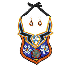 Load image into Gallery viewer, Multi Color Bead Bib Necklace Set with Cowrie Shell and Mosaic Detail
