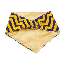 Load image into Gallery viewer, Handmade Embroidered Scarf Necklace Set with Chevron Pattern Yellow and Blue Beads
